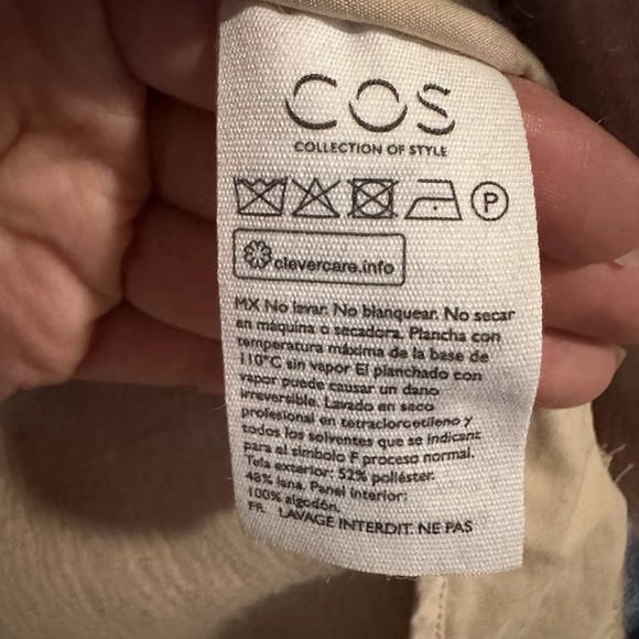 COS Womens Cream Beige Sherpa Teddy Jacket button Down Size 8 Wool Cotton blend - Picture 10 of 12